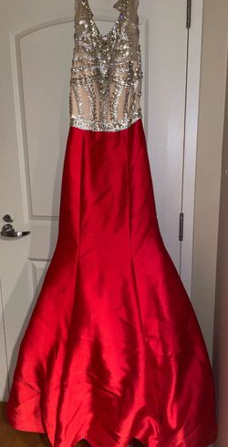 Jovani Red Size 8 Flare Pageant Black Tie Mermaid Dress on Queenly