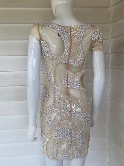 Mac Duggal Nude Size 4 Midi Floor Length Sheer Cocktail Dress on Queenly