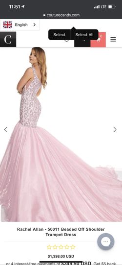 Rachel Allan Pink Size 12 Fully-beaded Prom Floor Length Mermaid Dress on Queenly