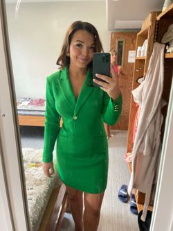 Karen Millen Green Size 6 Black Tie Interview A-line Dress on Queenly