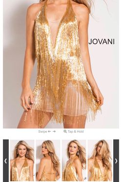 Jovani Gold Size 0 Jersey Cocktail Dress on Queenly