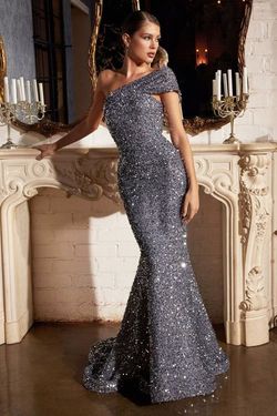 Cinderella divine Silver Size 12 Plus Size Black Tie Shiny Mermaid Dress on Queenly