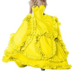 Sherri Hill Yellow Size 6 50 Off Floor Length Strapless Train Dress on Queenly