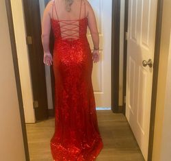 Sherri Hill Red Size 10 Floor Length Side slit Dress on Queenly