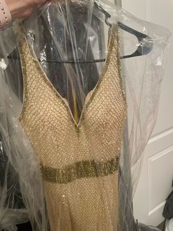 Mac Duggal Gold Size 2 50 Off Side Slit 70 Off Straight Dress on Queenly