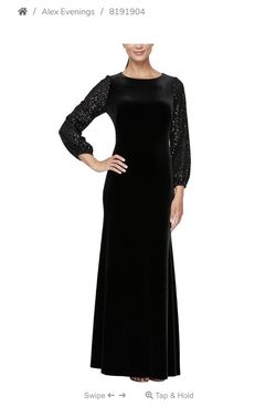 Style 8191904 Alex Evenings Black Size 8 Floor Length Sequin Straight Dress on Queenly
