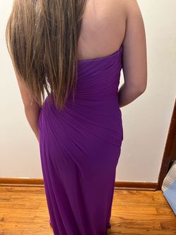 La Femme Purple Size 0 Lafemme Black Tie Floor Length Side slit Dress on Queenly