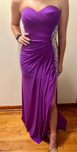 La Femme Purple Size 0 Jewelled Euphoria Tulle Lafemme Side slit Dress on Queenly