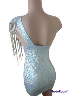 Eyeonudesigns Silver Size 8 Sequined Train Dress on Queenly