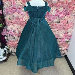 Joy Kids Green Size 0 Tea Length Quinceanera Floor Length A-line Dress on Queenly