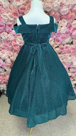 Joy Kids Green Size 0 Tea Length Quinceanera Floor Length A-line Dress on Queenly