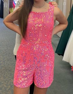 Ashley Lauren Pink Size 0 Custom Pageant Jumpsuit Dress on Queenly
