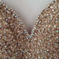 Sherri Hill Gold Size 4 Custom Jewelled Corset 50 Off Straight Dress on Queenly