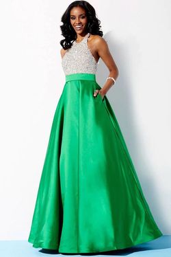Jovani Green Size 0 Black Tie Floor Length Pageant Medium Height Ball gown on Queenly