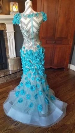 Jovani Blue Size 6 Pageant Cocktail Mermaid Dress on Queenly