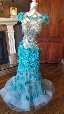 Jovani Blue Size 6 Pageant Cocktail Mermaid Dress on Queenly