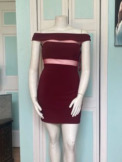 Jolene Red Size 14 Burgundy Mini Homecoming Plus Size Cocktail Dress on Queenly