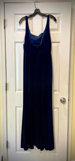 Christina Wu Blue Size 10 Velvet Flare Straight Dress on Queenly
