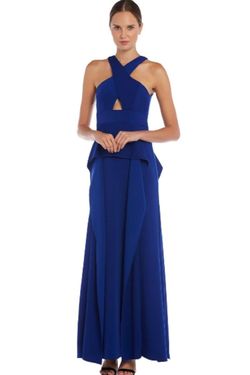 Style 11735 Issue New York Dress Blue Size 0 Halter Keyhole Side slit Dress on Queenly