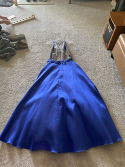 Jovani Blue Size 14 50 Off Beaded Top Ball gown on Queenly
