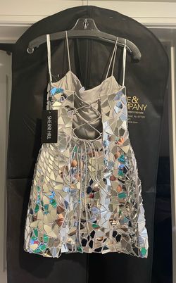 Sherri Hill Silver Size 6 Cocktail Dress on Queenly