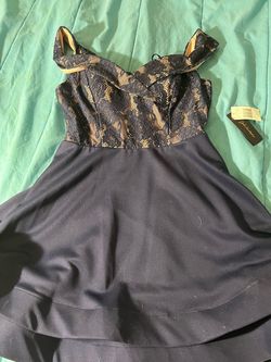 Jodi Kristopher Blue Size 14 Midi Military Cocktail Dress on Queenly
