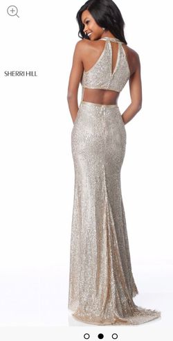 Sherri hill Silver Size 4 Military Homecoming Straight Dress on Queenly