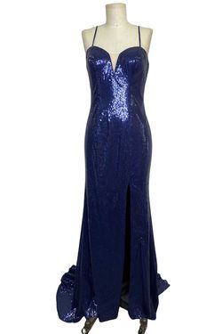 Style 3157 Dave and Johnny Blue Size 6 Euphoria Dave & Johnny Side slit Dress on Queenly