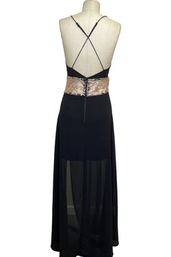 Style M17277B11 Soieblu Black Size 10 Floor Length Side slit Dress on Queenly