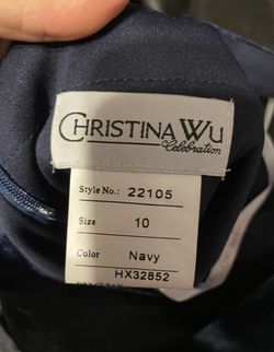Christina Wu Blue Size 10 Navy Flare Velvet Cocktail Dress on Queenly