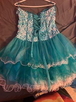 May Queen Blue Size 8 Jewelled Military Tulle Sequin A-line Dress on Queenly