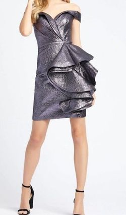 Mac Duggal Silver Size 0 Floor Length Black Tie A-line Dress on Queenly