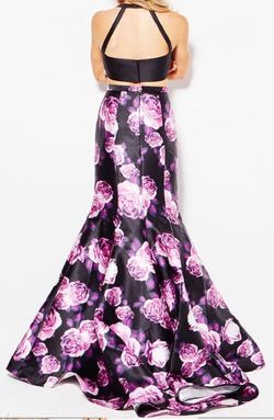 Jovani Black Size 2 Backless Prom Floral Pattern Mermaid Dress on Queenly