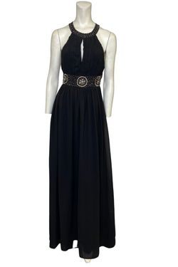 Style m23901 Maniju Black Size 6 Floor Length Pattern A-line Dress on Queenly