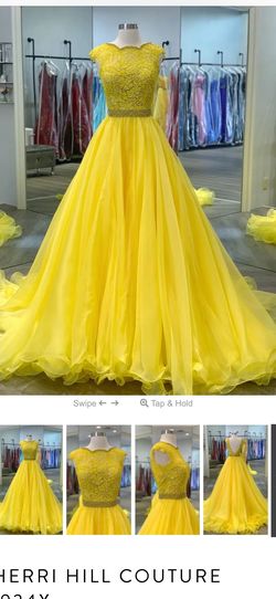 Sherri hill couture Yellow Size 2 Floor Length Ball gown on Queenly