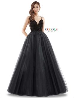Style Arianna Colors Black Tie Size 12 Prom Plunge Ball gown on Queenly