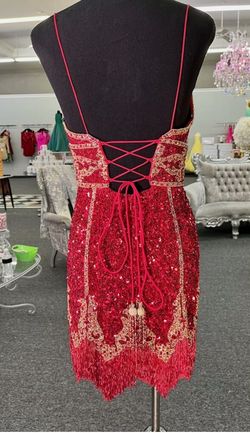 Sherri Hill Red Size 2 Homecoming Midi Fringe Speakeasy Cocktail Dress on Queenly