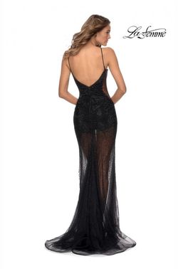 Style 28601 La Femme Black Size 2 Mini Sheer Floor Length Mermaid Dress on Queenly