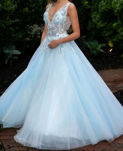 Jovani Blue Size 0 Floor Length Prom A-line Dress on Queenly