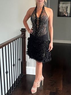 Satin Rouge Black Size 4 Mini Euphoria Floor Length Cocktail Dress on Queenly