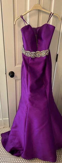 Jovani Purple Size 10 Black Tie Military Mermaid Dress on Queenly