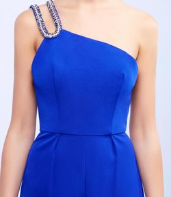 Mac Duggal Blue Size 6 Shiny Pageant Jumpsuit Dress on Queenly