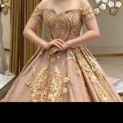 Gold Size 18 A-line Dress on Queenly