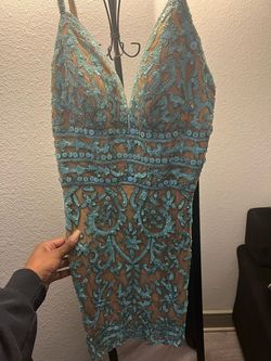 Sherri Hill Blue Size 2 Pageant Floor Length Cocktail Dress on Queenly