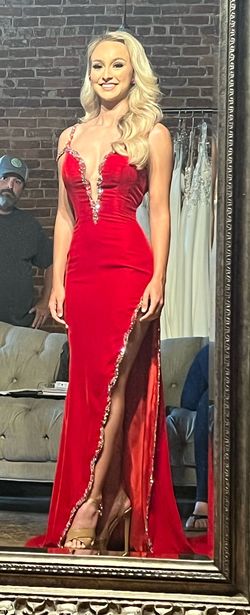 Sherri Hill Red Size 00 Black Tie Floor Length Side slit Dress on Queenly
