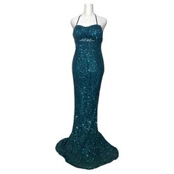 Scala Green Size 6 Military Halter Sequin A-line Dress on Queenly
