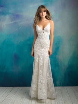 Style 9501 Allure Nude Size 12 Plunge Ball Gown Wedding Mermaid Dress on Queenly