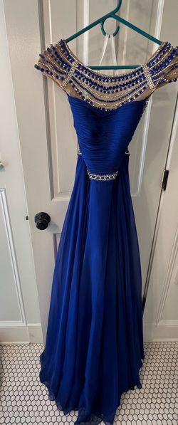Sherri Hill Royal Blue Size 6 Free Shipping Jewelled Halter Pageant A-line Dress on Queenly