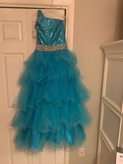 Mac Duggal Blue Size 14 Floor Length A-line Dress on Queenly