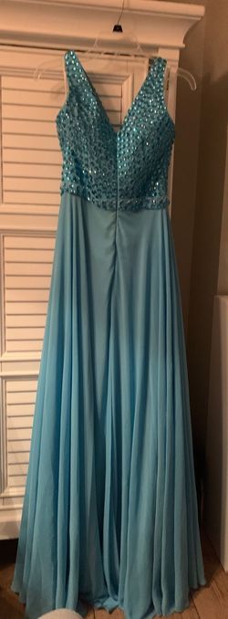 Wedding Dress Blue Size 6 Floor Length A-line Dress on Queenly